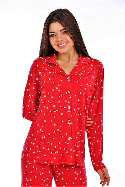 Etoile Bamboo, Red, Halter Buttoned Women's Pajama Set Evia
