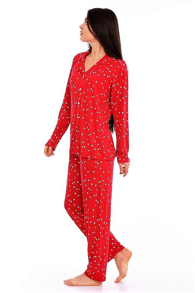 Etoile Bamboo, Red, Halter Buttoned Women's Pajama Set Evia