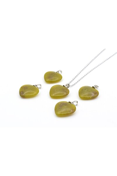 Murty99 Hakiki Doğal Kalp Şeklinde Olivin Taşı Kolye Ucu