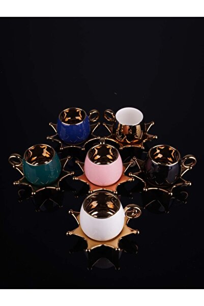 Ara Porselen Quenn 6 Kişilik Fincan Takımı ( Gold Tabak )