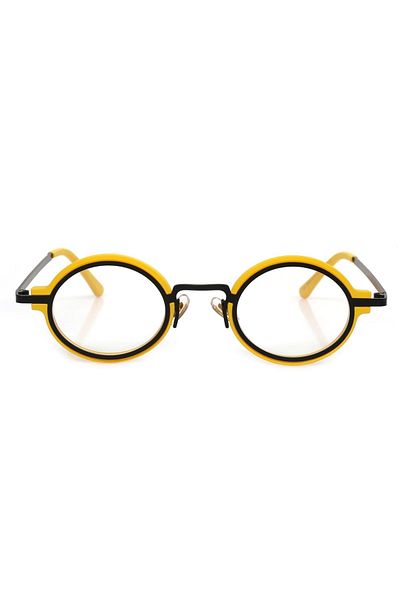 Angel Eyes Yellow Black Frame Clear Glass Oval Women's Sunglasses