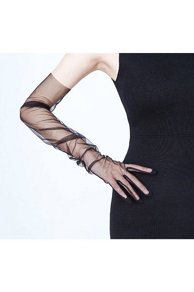 Hobigram Party Gloves Lycra Black Long Tulle Gloves Special Day Gloves