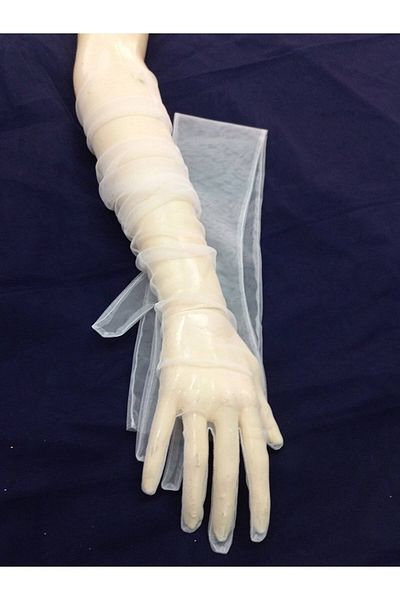 Hobigram Party Gloves Evening Dress Bridal Gloves Long White Lycra Tulle