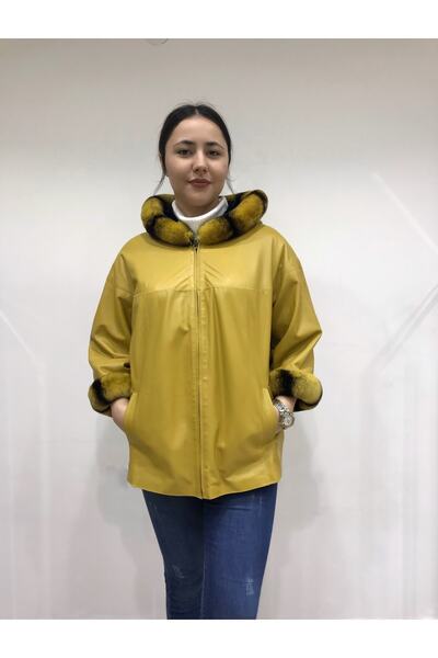 NEW VENTURE GIAN FERRE SOLID LEATHER Kadın Rex Kürk Çift Taraflı Hakiki Deri Ceket