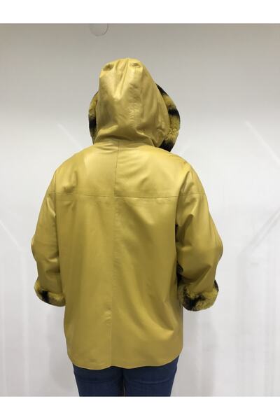 NEW VENTURE GIAN FERRE SOLID LEATHER Kadın Rex Kürk Çift Taraflı Hakiki Deri Ceket