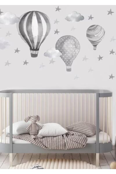 WALLHUMAN Autocolant de perete pentru camera copiilor cu baloane alb-negru