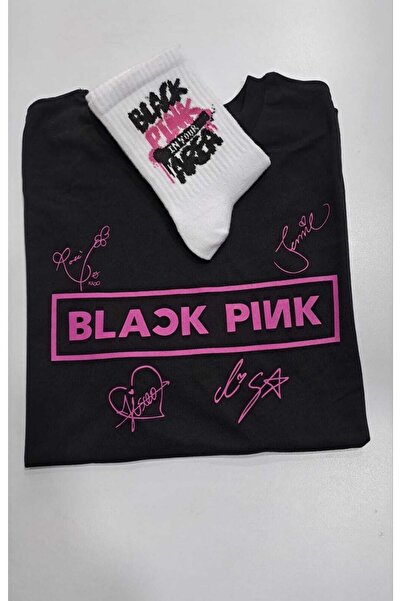 GC GÖKHAN CLUB Blackpink Unisex Owersize T-shirt Συνδυασμός κάλτσες