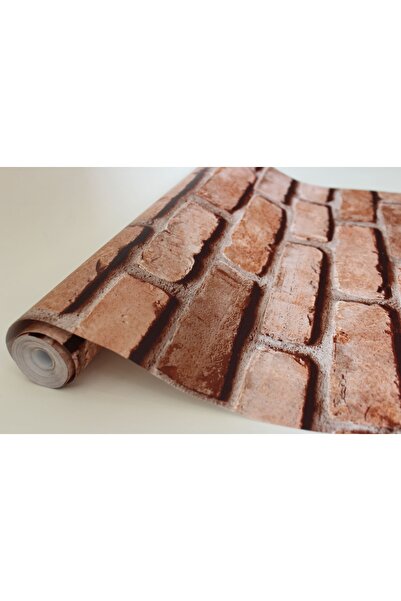 trendwall 3 Boyutlu Taş Tuğla Desenli Duvar Kağıdı (kiremit Rengi ) ( 5 M2 )
