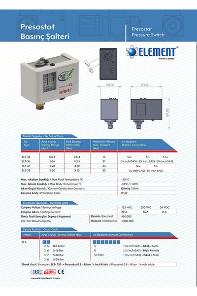 Element مفتاح ضغط 5-50 بار