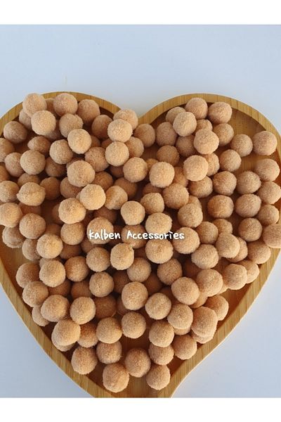 kalben accessories Light Brown Plush Soft Pompon 2 Cm 100 Pieces,