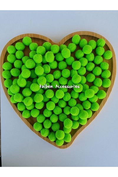 kalben accessories Green Plush Soft Pompom 2 Cm 100 Pieces