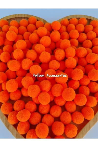 kalben accessories Koyu Turuncu Peluş Yumuşak Ponpon 2 Cm 100 Adet