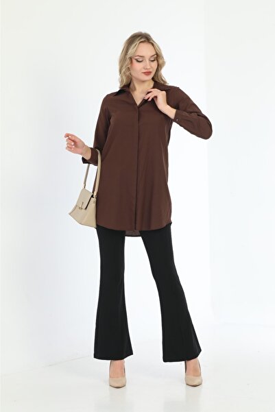 MODA MAÇKA PARK قميص بوي فريند سادة للسيدات