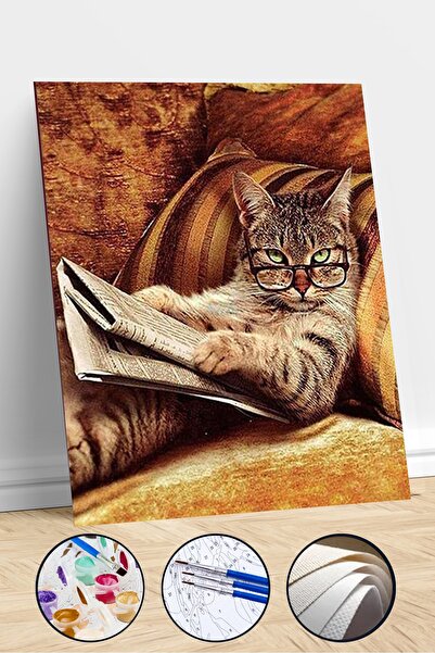 Canvas Hobby Keyfekeder Kedi Sayılarla Boyama Seti 40x50 Cm