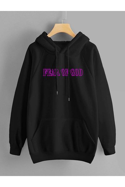 DEEPSENCE Unisex Hooded Sweatshirt Fear Of God Back Print Black