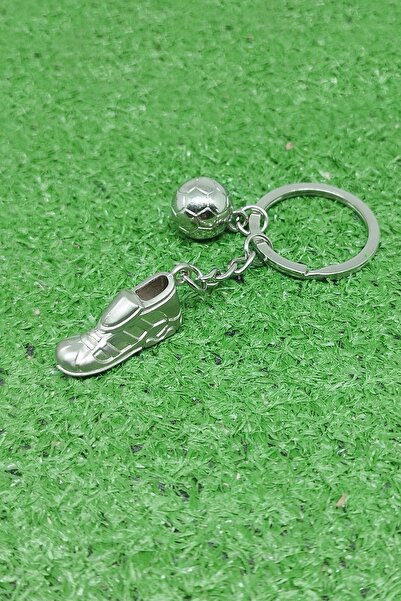 hiçdurmaal Gümüş Renk Futbol Ayakkabısı Ve Futbol Topu Görselli Metal Anahtar...
