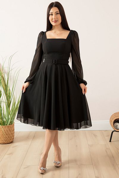 PULLIMM Square Collar Chiffon Dress Dns1302