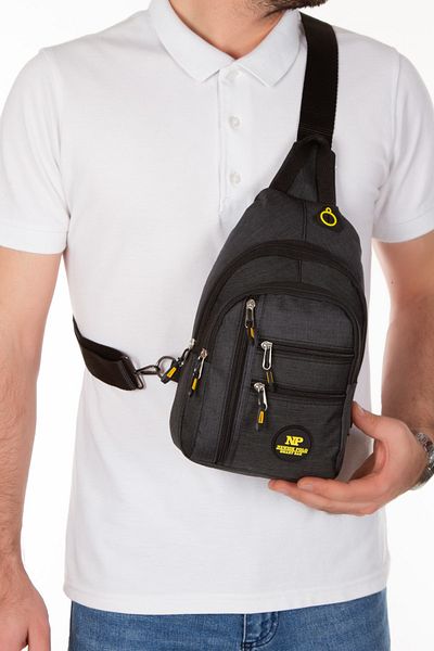 Newish Adelina Black and Yellow Detailed Shoulder Bag with USB and Headphone Port Waterproof Chest Bag Unisex