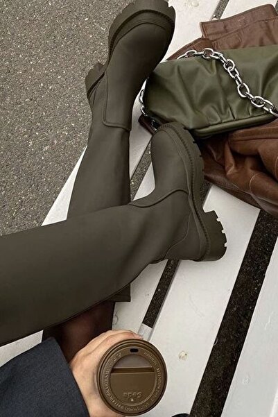 Shakrak Cizme Vanessa pentru femei, din piele mată, verde kaki