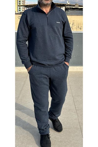 BENESSE Σετ φόρμας Indigo με δύο κλωστές με μισό φερμουάρ