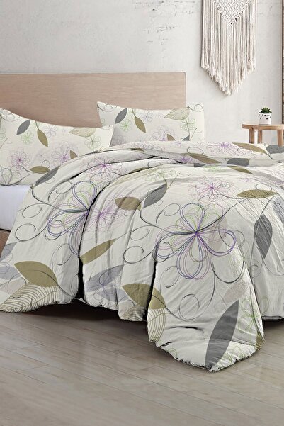 MonoHome Kıng Sıze Pamuklu Çift Kişilik Nevresim Takımı Natura Zeytin Dalı 22...