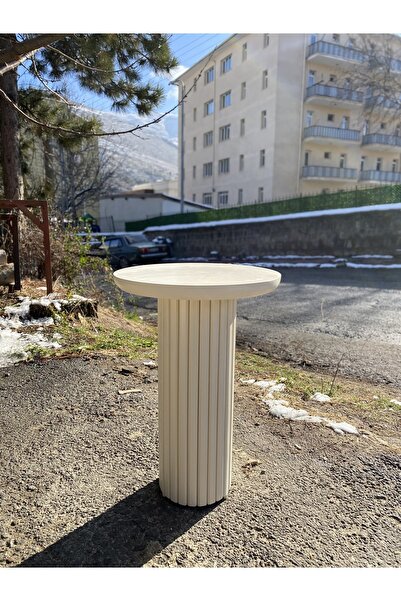 KK DEKORASYON K&k Dekorasyon Yeni Bej Çıtalı Mantar Sehpa