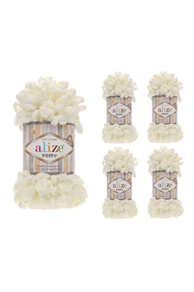 Alize Puffy خيوط محبوكة يدوياً 100 جرام 5 قطع اللون 62 كريم