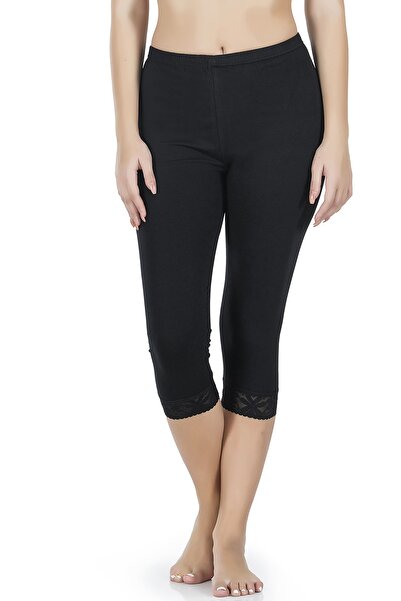 Derya Kurşun Leggings scurti pentru femei, cu dantelă, 414b