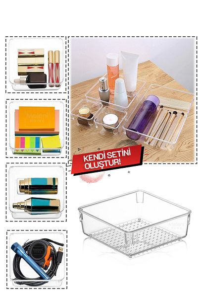 Meleni Home Modular Drawer Organizer, Makeup Jewelry Organizer - Office Desktop Organizer 15 cm