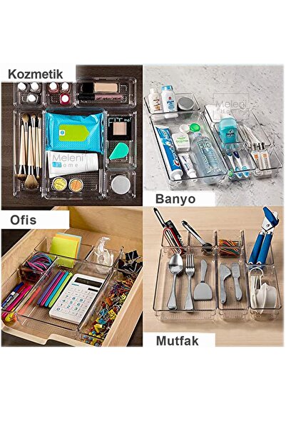 Meleni Home Drawer Organizer, Modular Storage Container - Makeup Jewelry Organizer - 22.5 X 15 Cm