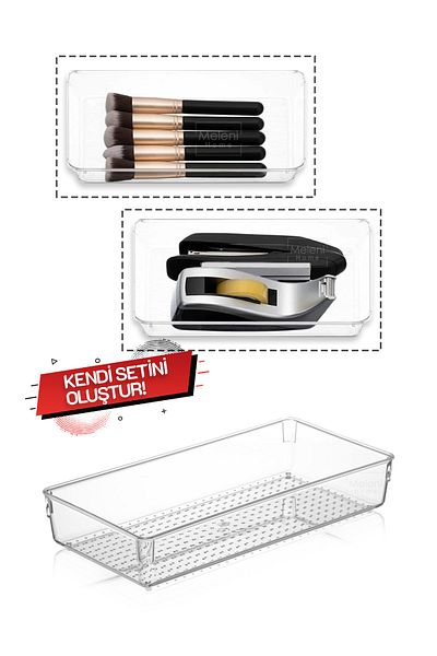 Meleni Home Modular Drawer Organizer, Makeup Jewelry Organizer - Office Desktop Organizer 30,5 X 15 cm