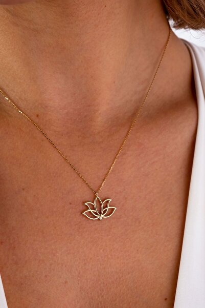 LİLAK KUYUMCULUK 14 Ayar Altın Lotus Çiçeği Kolye