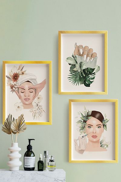 ÖZCANLAR ÇERÇEVE Κομμωτήριο Beauty Center με πλαίσιο Πίνακες περιποίησης μακιγιάζ Μοντέρνα διακόσμηση Διακόσμηση σπιτιού Τριπλό πλαίσιο