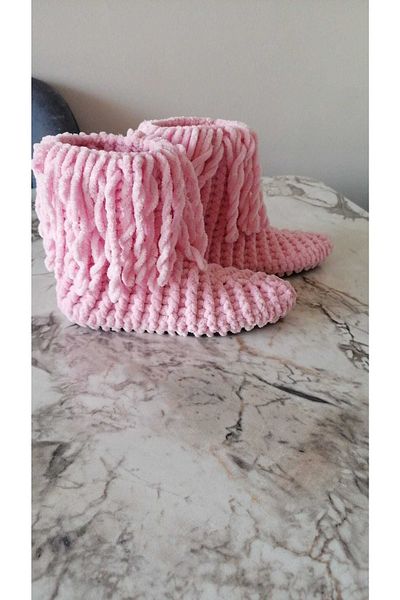 Merut style Home Boots Panduf Velvet Pink Tassel Πλεκτό στο χέρι