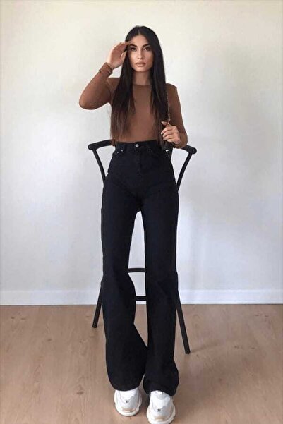 SANTA BELLA Dante Fadeproof Black Palazzo Jean Woman Power Lycra Recuperare pentru femei cu talie înaltă