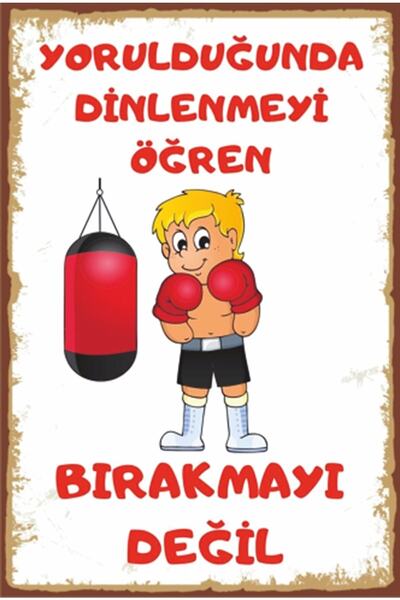 Hayat Poster Bırakma Motivasyon Sözleri Retro Ahşap Poster