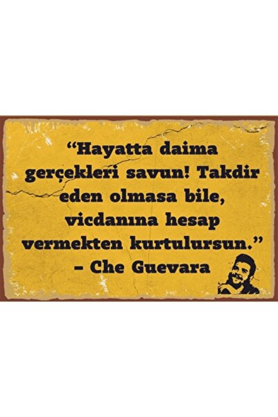 Hayat Poster Che Guevara Sözleri Retro Ahşap Poster