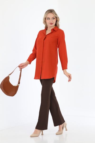 MODA MAÇKA PARK Women's Plain Plain Boyfriend Shirt