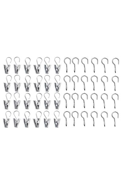 Genel Markalar 24 Lü Perde Kancası Seti 24 Adet Perde Askısı Metal Klips Ikea...