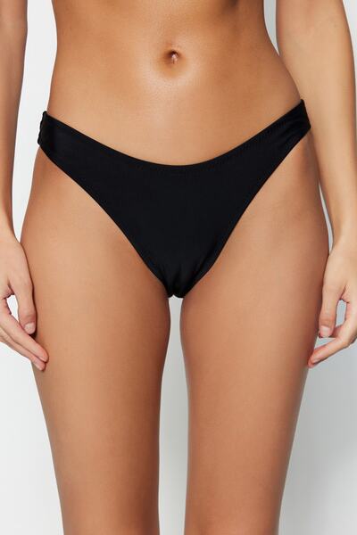 Trendyol Collection Black V-Cut Normal Leg Bikini Bottom TBESS23BA00017