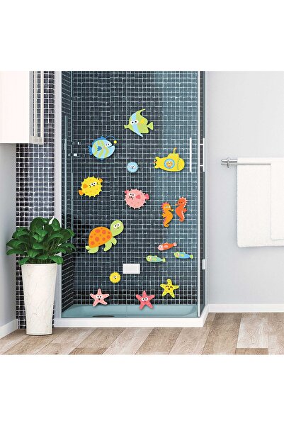 Deniz Canlıları Duvar Sticker, Sualtı Dünyası Banyo Seti, Bebek Ve Çocuk Odası Duvar Dekorasyonu