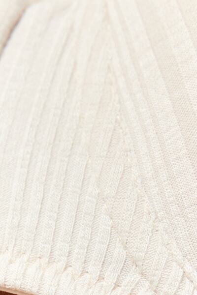 Trendyol Collection Bézs pánt nélküli kötött melltartó - bordázott, párnázat nélküli, levehető kötélpánt THMSS23SU00002