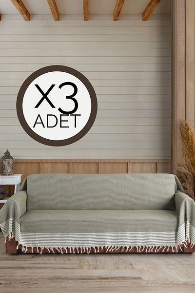 Lux Touch Khaki 3 Pieces Large Size 180 X 300 Cm Armchair Sofa Sofa Bed Cover Covering the Arms