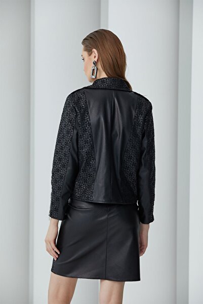 By Mare Style Faux Leather Brode Black Biker Jacket Metz Biker Jacket