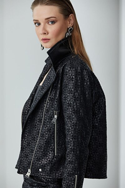 By Mare Style Faux Leather Brode Black Biker Jacket Metz Biker Jacket