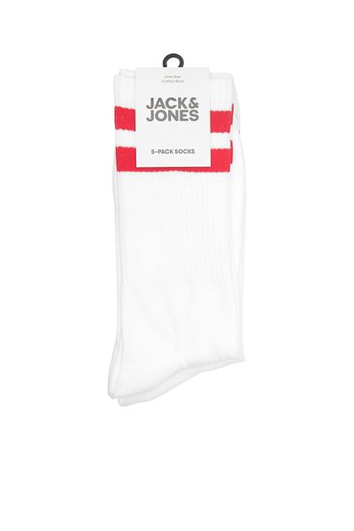 Jack & Jones Jack Jones Eli Tennis Socks 5 Pack Ανδρικές Λευκές-Κόκκινες Κάλτσες 12228660 -25
