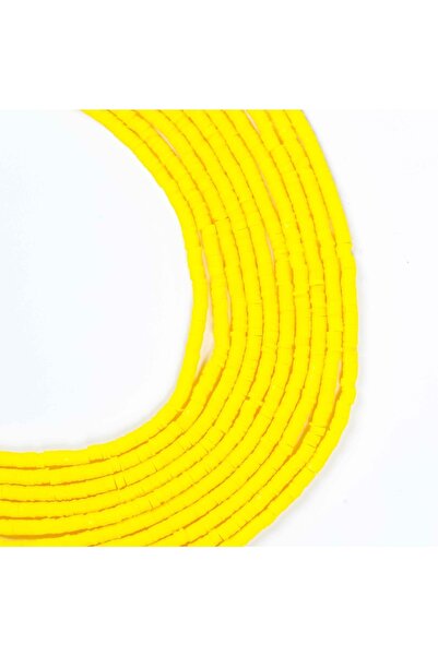 yfhobi 1 Dizi (40 Cm) - 4 Mm Fimo Boncuk, Sarı Renk Polimer Fimo Boncuk Dizis...