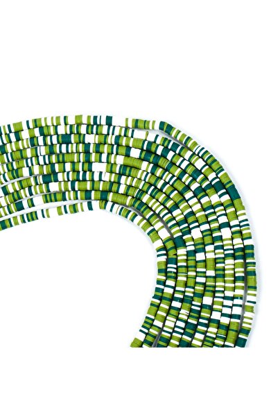 yfhobi 1 Dizi (40 Cm) - 4 Mm Fimo Boncuk, Yeşil-beyaz Ton Polimer Fimo Boncuk...