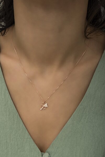klas gümüş Yonca Figürlü Kolye 925 Ayar Gümüş