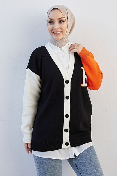 InStyle كارديجان تريكو مطبوع بحرف B - أسود